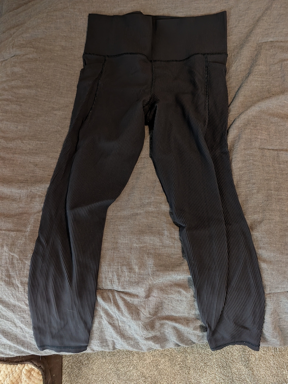 Athleta Black Ribbed High-Waist Leggings